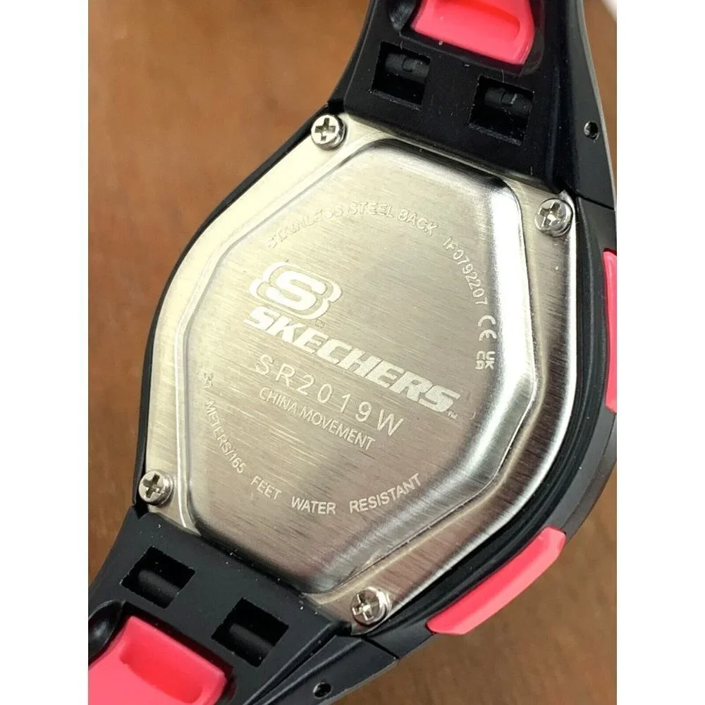 Skechers Women's Watch SR2019W Digital Quartz Pink Black Rubber Band 33mm